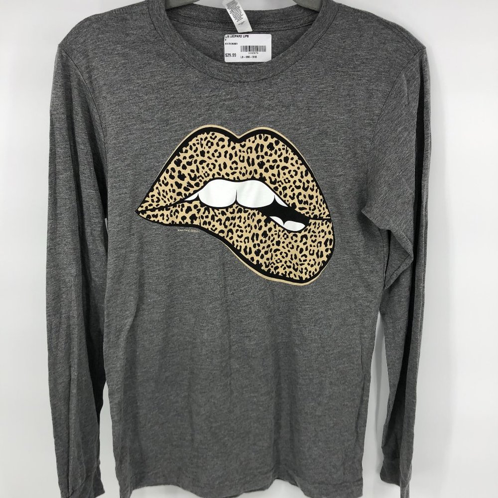 Leopard Lips Boutique Top Gray Small NEW Grey